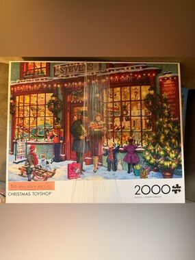 Christmas Toyshop 2000-Piece Puzzle - Festive Red & Green Artwork